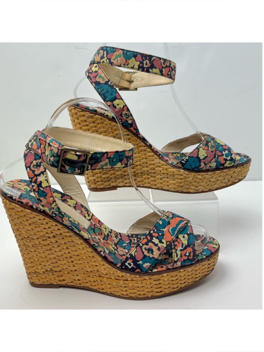 Marc Jacobs Vintage Floral Print Woven Platform Wedge Retro Sandals - Picture 11 of 11